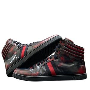 GUCCI - CODA SIGNATURE HIGH “BURNISH BLUE RED” SNEAKERS